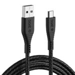 boAt Micro USB 55 Tangle-Free, Sturdy Micro USB Cable with 3A Fast Charging & 480mbps Data Transmission, 10000+ Bends Lifespan & Extended 1.5m Length Black