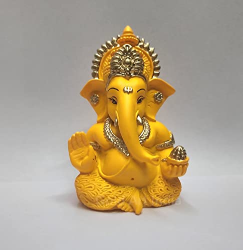Gold Art India Mango terracotta Finish Ganesha for Car Dashboard Home Decor Gifting Diwali Birthday Festivals 3.5 x 2 Inches