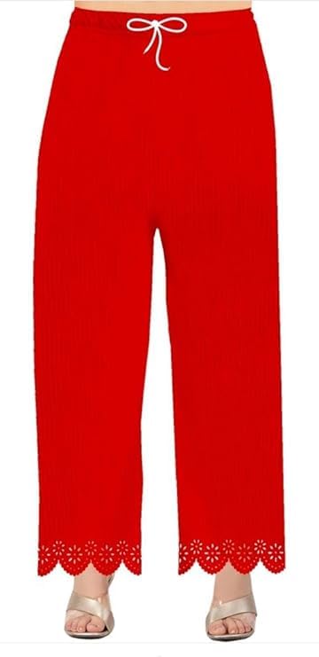 Women’s Lycra Palazzo Pants Stretchable Comfortable & Stylish Flared Trousers Lightweight High-Waist Bottoms for Daily Office Festive & Casual Wear