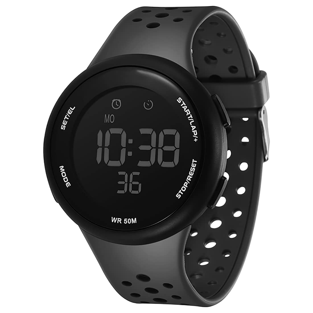 Shocknshop Digital Sports Multi Functional Black Dial Watch for Men Boys -WCH79 (Grey)