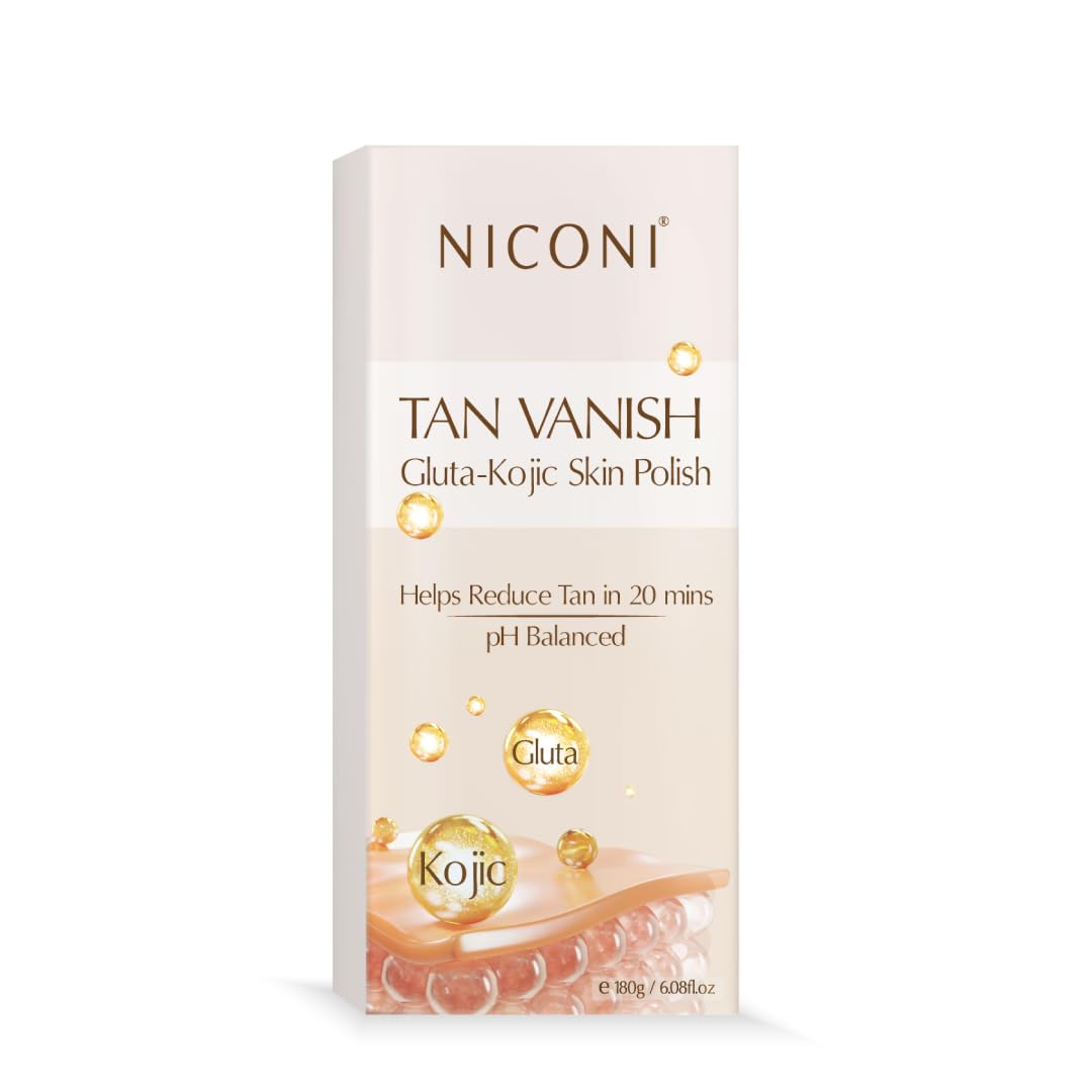 NICONI Tan Vanish Gluta-Kojic Skin Polish | Instant Tan Removal & Glow | Infused with Kojic Acid & Glutathione | Ideal for All Skin Types | Lightens Suntan | 180g NICONI Tan Vanish Gluta-Kojic Skin Polish | Instant Tan Removal & Glow | Infused with Kojic Acid & Glutathione | Ideal for All Skin Types | Lightens Suntan | 180g