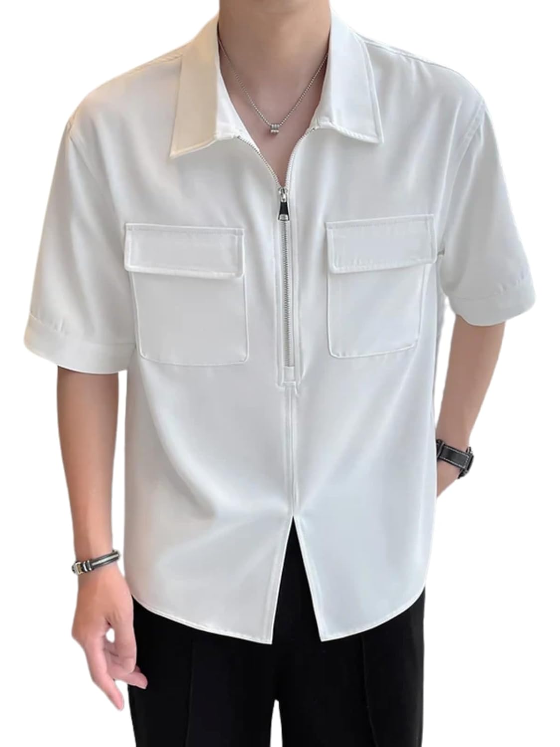 GRECIILOOKS Men Lycra Blend Solid Regular Fit Plain Casual Tshirt Stylish Latest | Half Sleeve T-Shirt Office