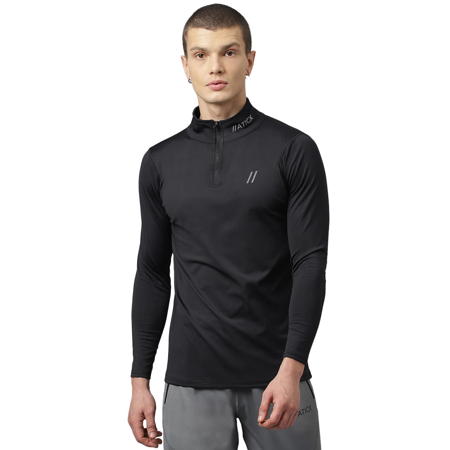 ATICX Polyester Full Sleeve T-Shirt for Men – Compression Dry Fit Stretch Sports Tee Jersey, Quick Dry Breathable Gym & Workout Top for Running, Cycling, Football, Swimming, Training, Badminton