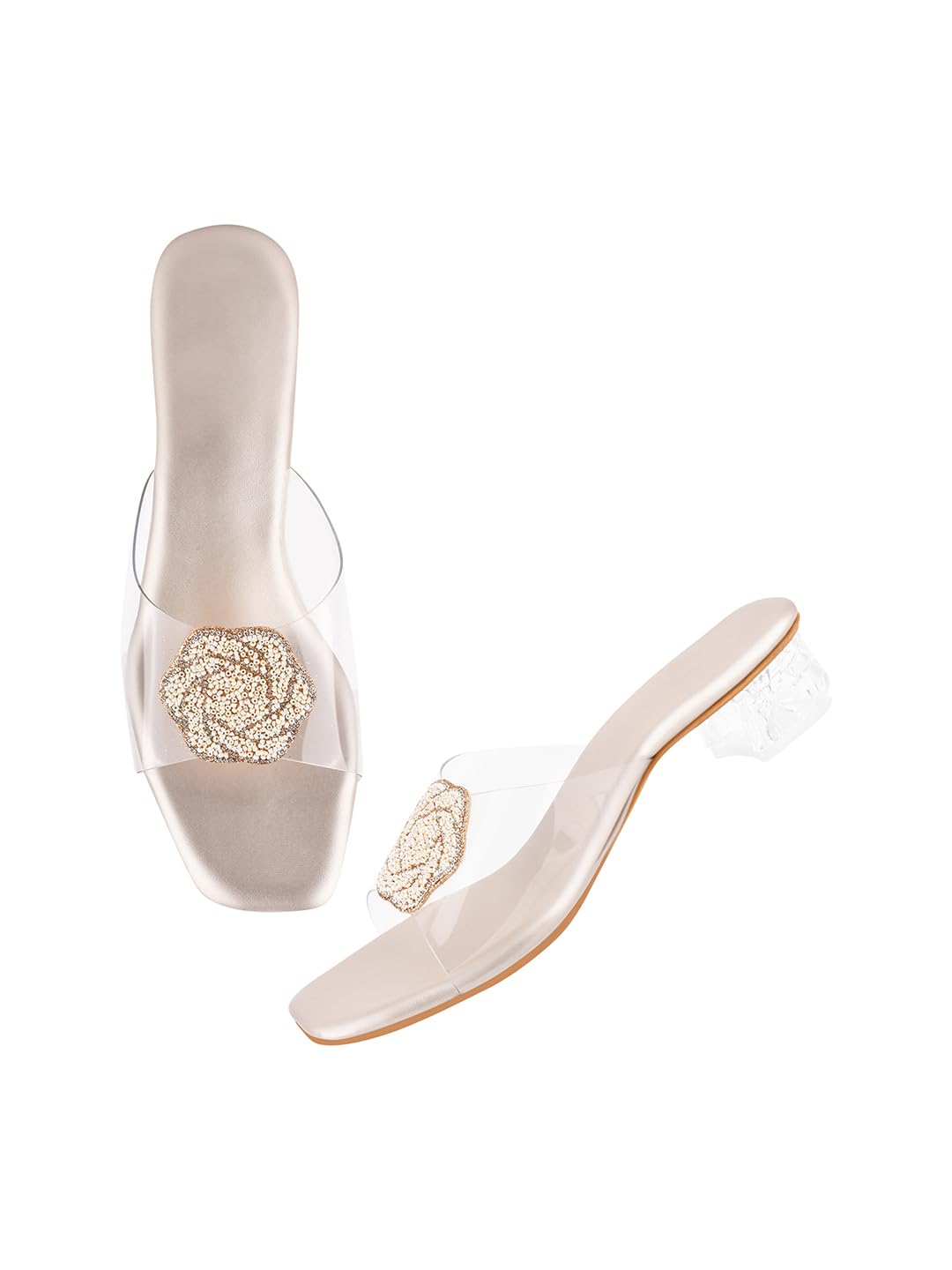 SilverArrow Women’s Breezy Cove Heeled Block Heel |Fashion Jutti Sandal | Emboidery with Stone Design Perfect for Casual/Outdoor/Party