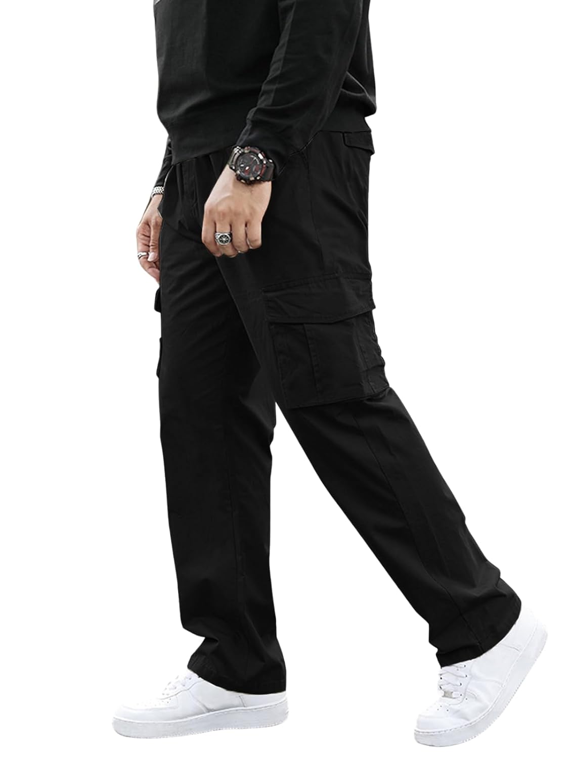 GRECIILOOKS Men’s Regular Fit Low Rise Cargos Trousers | Cargo Track Pant | Loose Fit | Regular Trouser | Treck Pent’s with Multiple Pockets (Available in Plus Size and Combo Pack of 2)