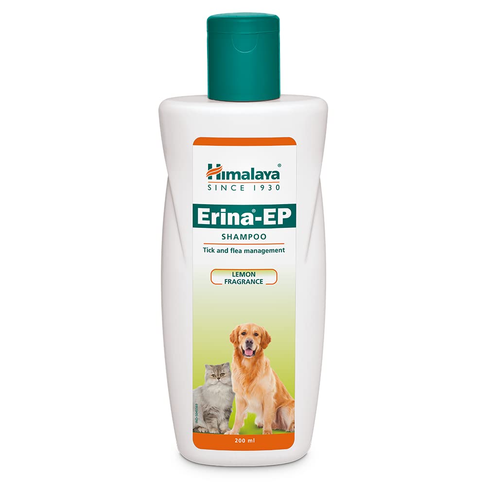 Himalaya Erina EP Shampoo for Dogs and Cats | Anti-Tick and Flea Formula | Neem & Eucalyptus Formula | Soothes Skin Irritation and Protects Skin Health | 200 ml Himalaya Erina EP Shampoo for Dogs and Cats | Anti-Tick and Flea Formula | Neem & Eucalyptus Formula | Soothes Skin Irritation and Protects Skin Health | 200 ml