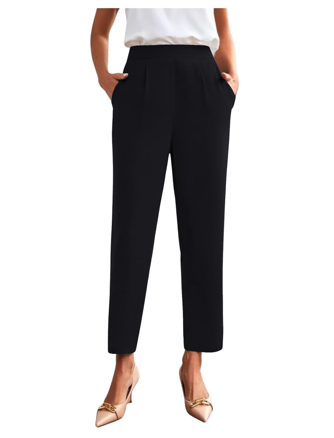 Dream Beauty Fashion Women’s High Waist Regular Fit Trouser, Elastic Staright Pants, for Office Work & Casual wear (BZFVirat Pant-8)