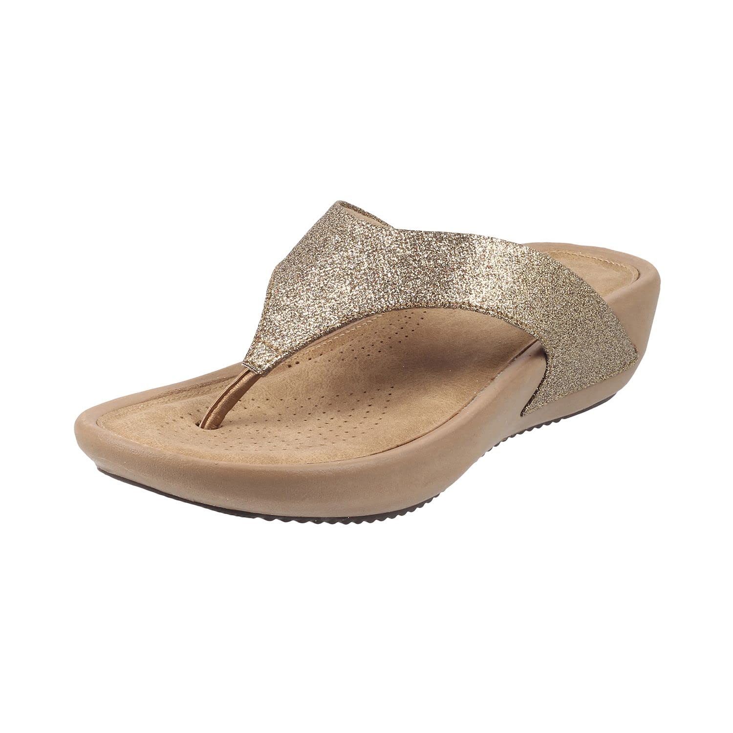 Mochi Womens Synthetic Gold Slippers (Size (6 UK (39 EU))