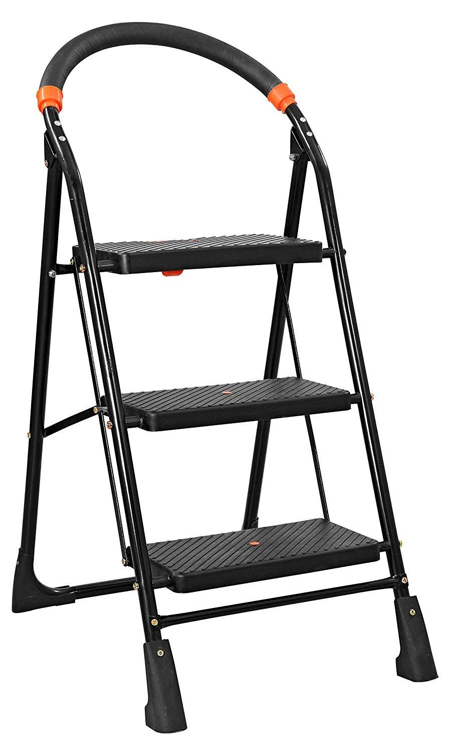 Parasnath Black Heavy Folding Ladder with Wide Steps Milano 3 Steps 3.1 Ft Ladder (Made in India) Alloy Steel Parasnath Black Heavy Folding Ladder with Wide Steps Milano 3 Steps 3.1 Ft Ladder (Made in India) Alloy Steel