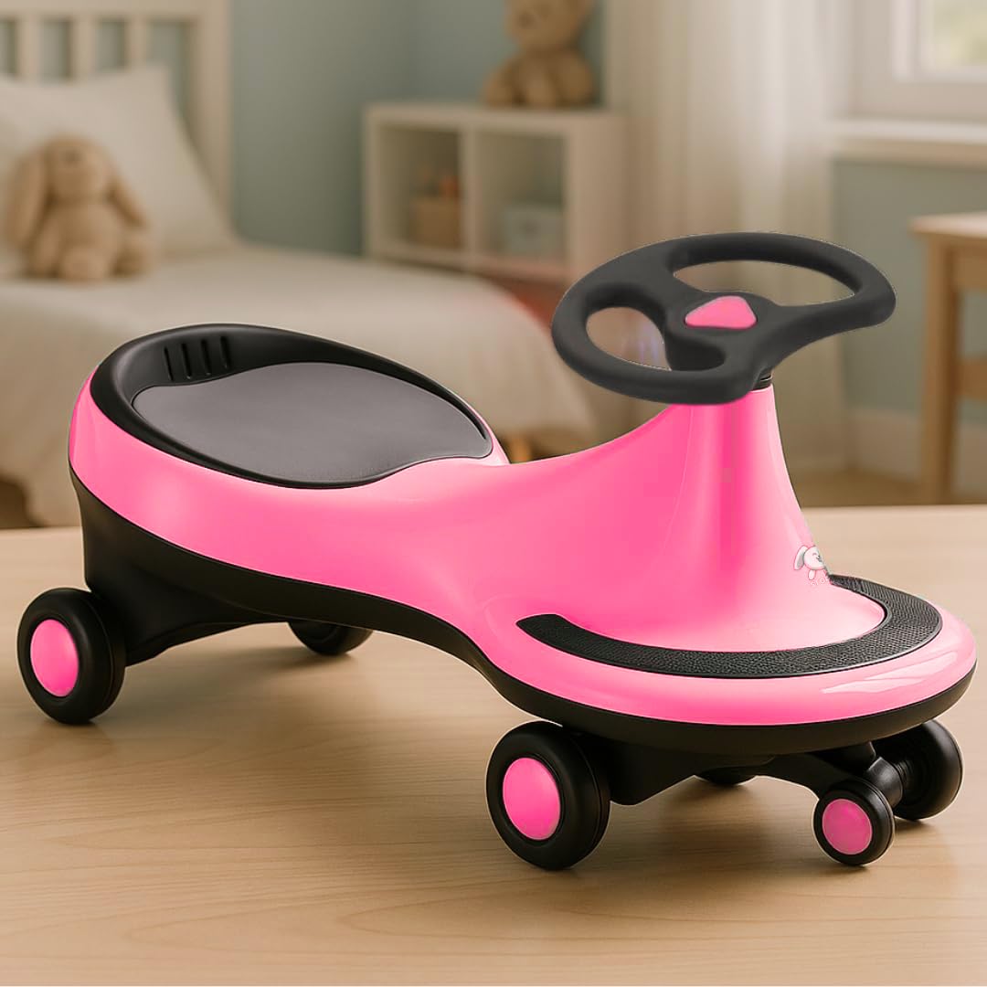 Storio Kids Magic Swing Car Twister Ride On | Toy Car with PU Wheels | Toy Car for 3 to 5 Years | Push Ride on Baby Car,100 Kg Capacity | Birthday Gift for Kids Boys and Girls – Pink