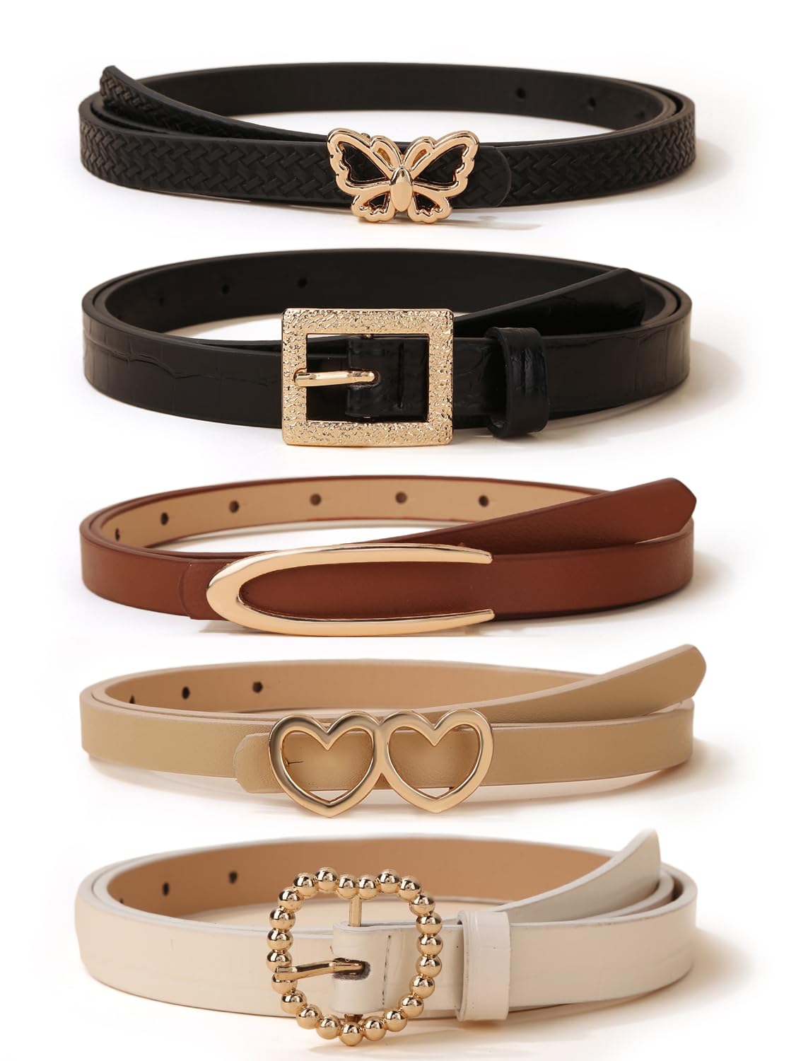 Shining Diva Fashion Leather Belts For Women And Girls 5 Pcs Combo Stylish Waist Belt For Dresses Jeans (16070Lb), Multicolour Shining Diva Fashion Leather Belts For Women And Girls 5 Pcs Combo Stylish Waist Belt For Dresses Jeans (16070Lb), Multicolour