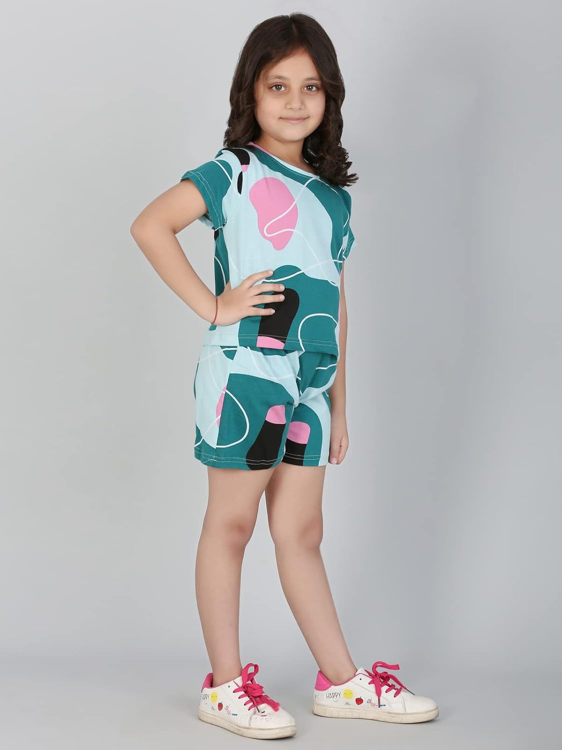 Ninos Dreams Girls 100% Cotton Half Sleeves Coord set with Shorts/Day wear Set/Nightwear Set
