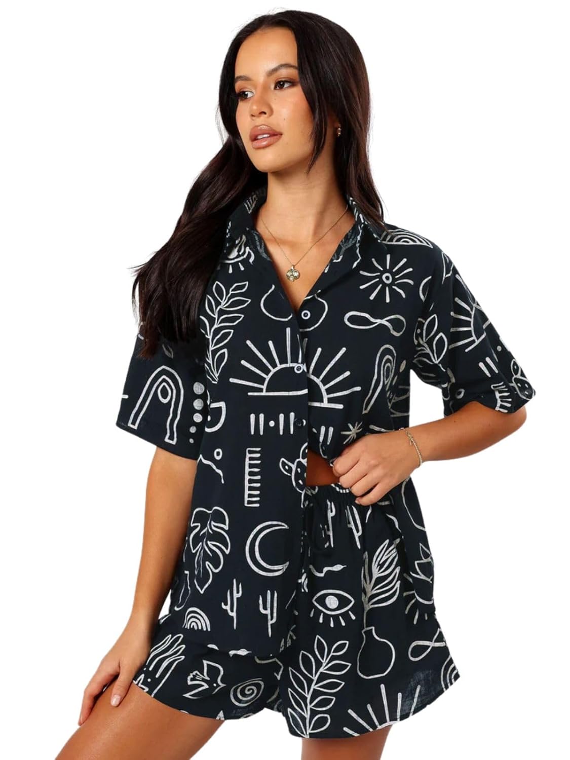 Leriya Fashion Women Rayon Printed Stylish Co-Ord Set Trendy Korean Summer Travel Outfit | Pajama Set For Beach & Holiday Look Leriya Fashion Women Rayon Printed Stylish Co-Ord Set Trendy Korean Summer Travel Outfit | Pajama Set For Beach & Holiday Look