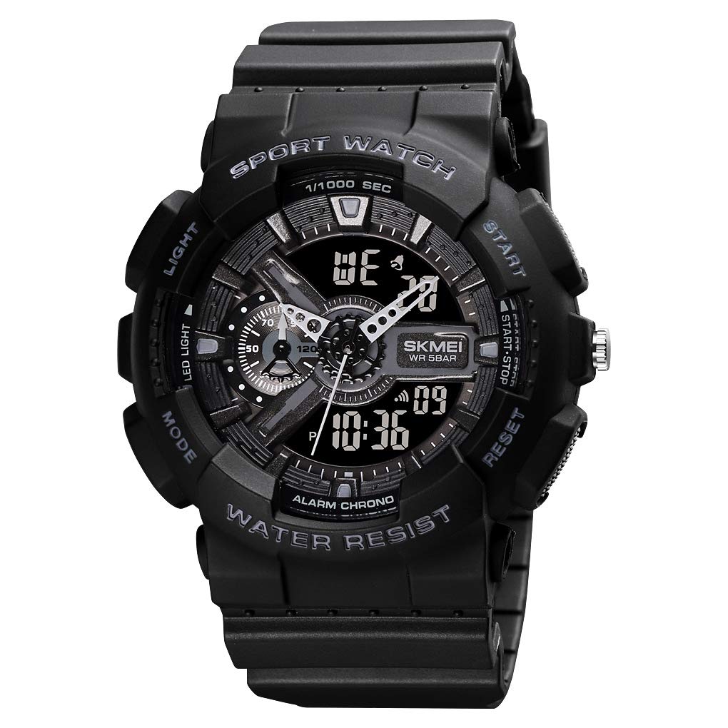 SKMEI Sports Digital Waterproof Watch for Men – 50M Water-Resistant, Dual Time Display, Stopwatch, Alarm, LED Backlight, 12/24H Format – Durable PU Strap & ABS Case – Outdoor Tactical Watch – 1688