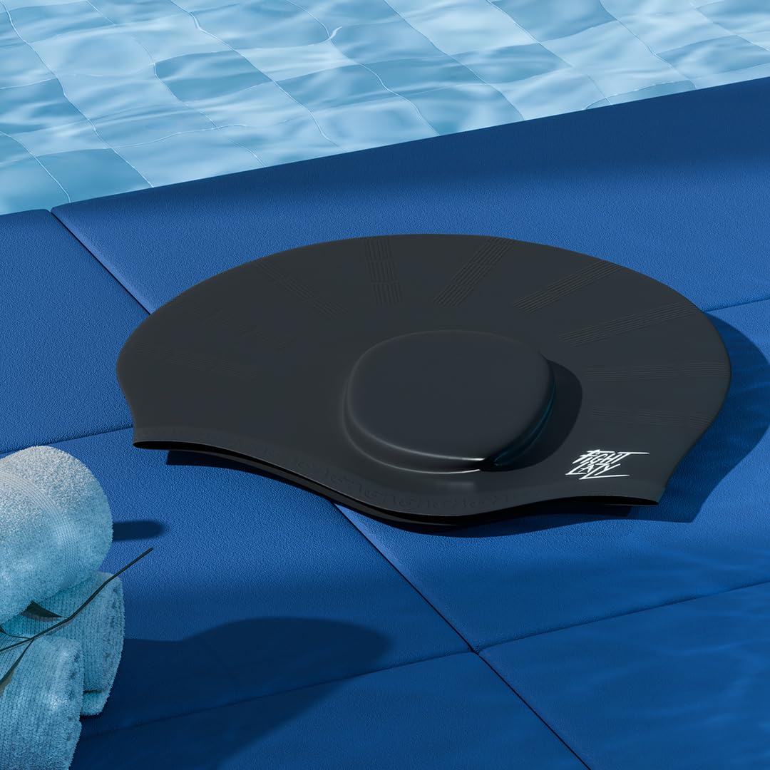 Lifelong Swimming Earguard Cap for Men & Women| Swim Hair Caps for Short Hair | Waterproof Head Cover Cap|Silicone Hair Cover Cap for Adults| Swimming Pool Cap| Swimming Accessories(Black)
