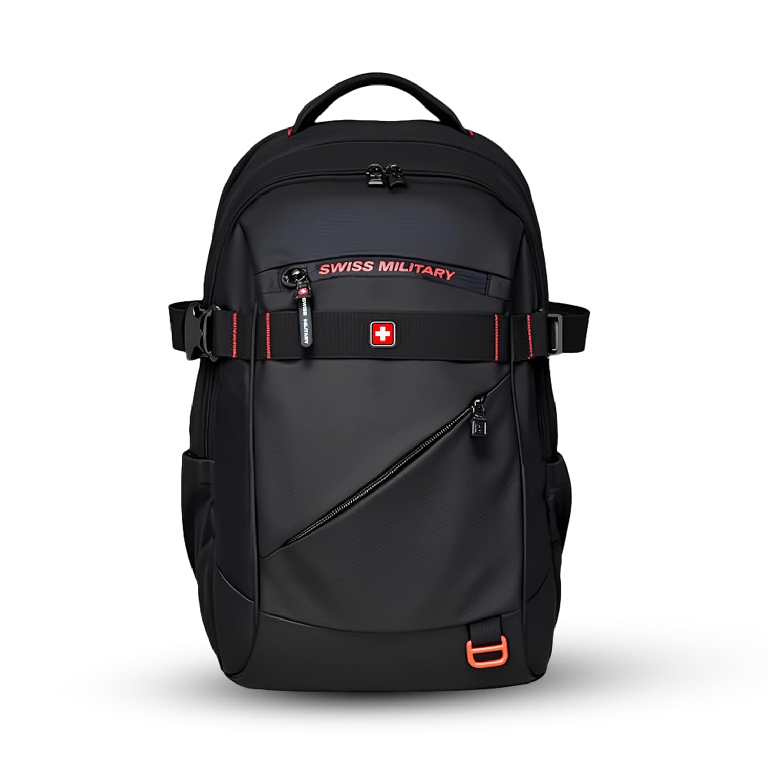 Swiss Military 30L Unisex Laptop Travel Backpack for 15.6-Inch Laptops – with Luggage Strap, Detachable Key Ring, Anti-Theft Pocket, Expandable Bottle Pocket for Office and College Use