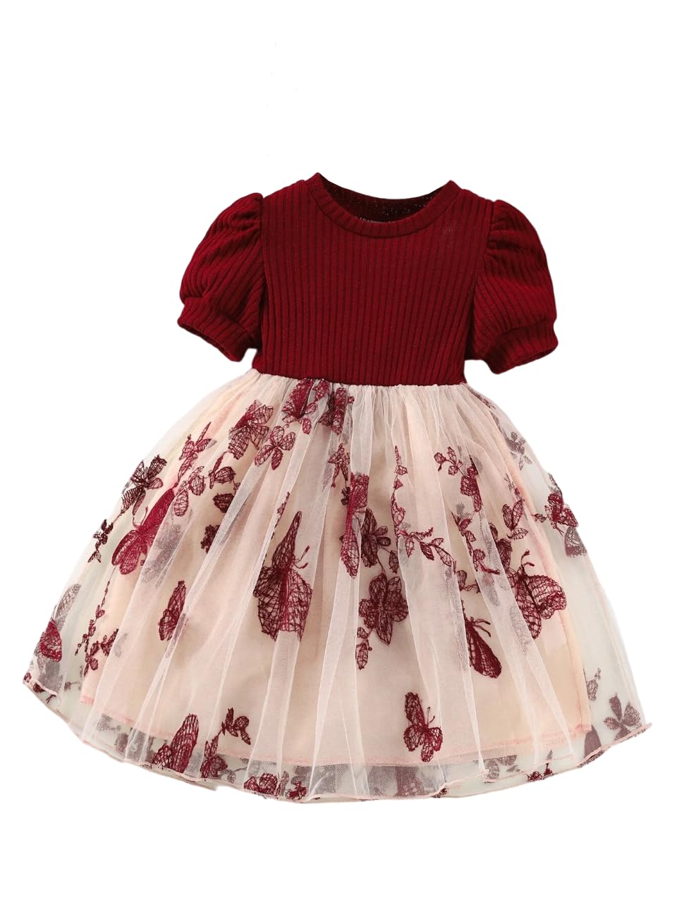TAGAS Girls Embroidery Pattern Cap Sleeve Dress