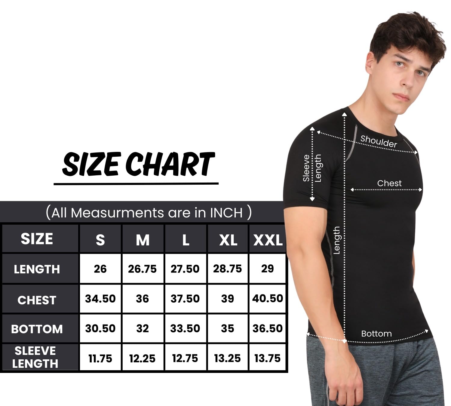 NINQ Half Sleeve Compression T-Shirt – Men’s Athletic & Sports Tights for Fitness Gym