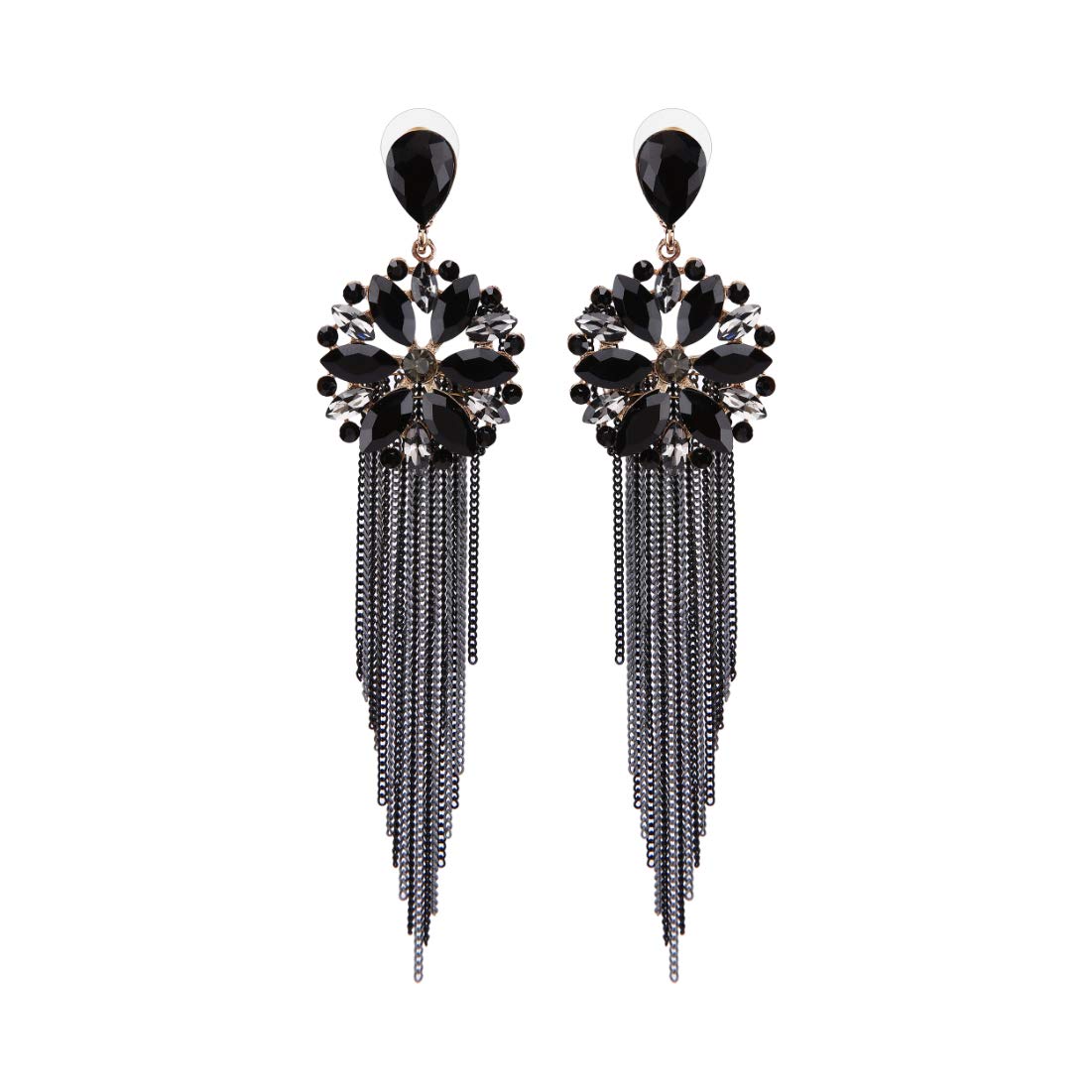 YouBella Jewellery Gifts Stylish Latest Western Ear rings Gold Plated Crystal Handmade Tassel Long Earrings for Girls and Women