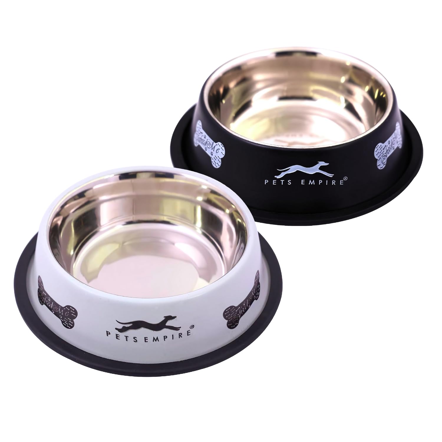 Pets Empire Dog Bowl| Anti-Skid Stainless Steel Bowls for Puppy and Cat | Food & Water Bowl | Cat Bowl | Gifts for Dogs Birthday | Black & Grey Color Combo, Medium Size – 700ml Pets Empire Dog Bowl| Anti-Skid Stainless Steel Bowls for Puppy and Cat | Food & Water Bowl | Cat Bowl | Gifts for Dogs Birthday | Black & Grey Color Combo, Medium Size – 700ml