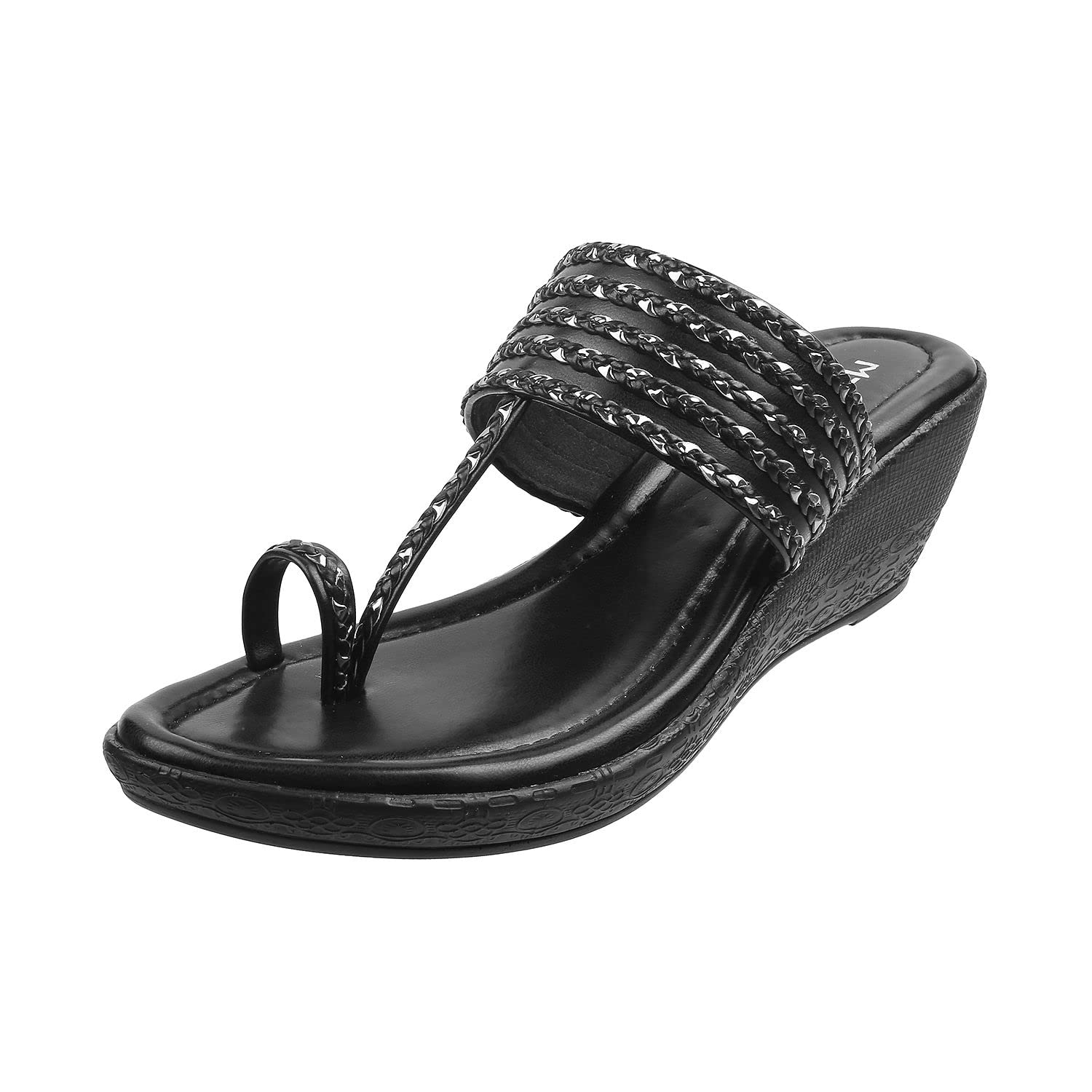 Metro Women Embellished Toe Ring Wedge Heel Ethnic Fashion Sandals