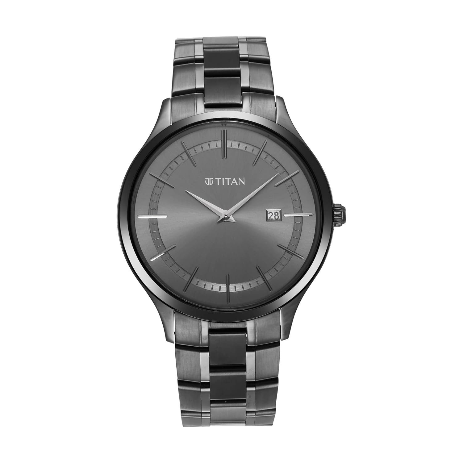 Titan Classique Slimline Quartz Analog with Date Anthracite Dial Black Stainless Steel Strap Watch for Men – NT90142QM02
