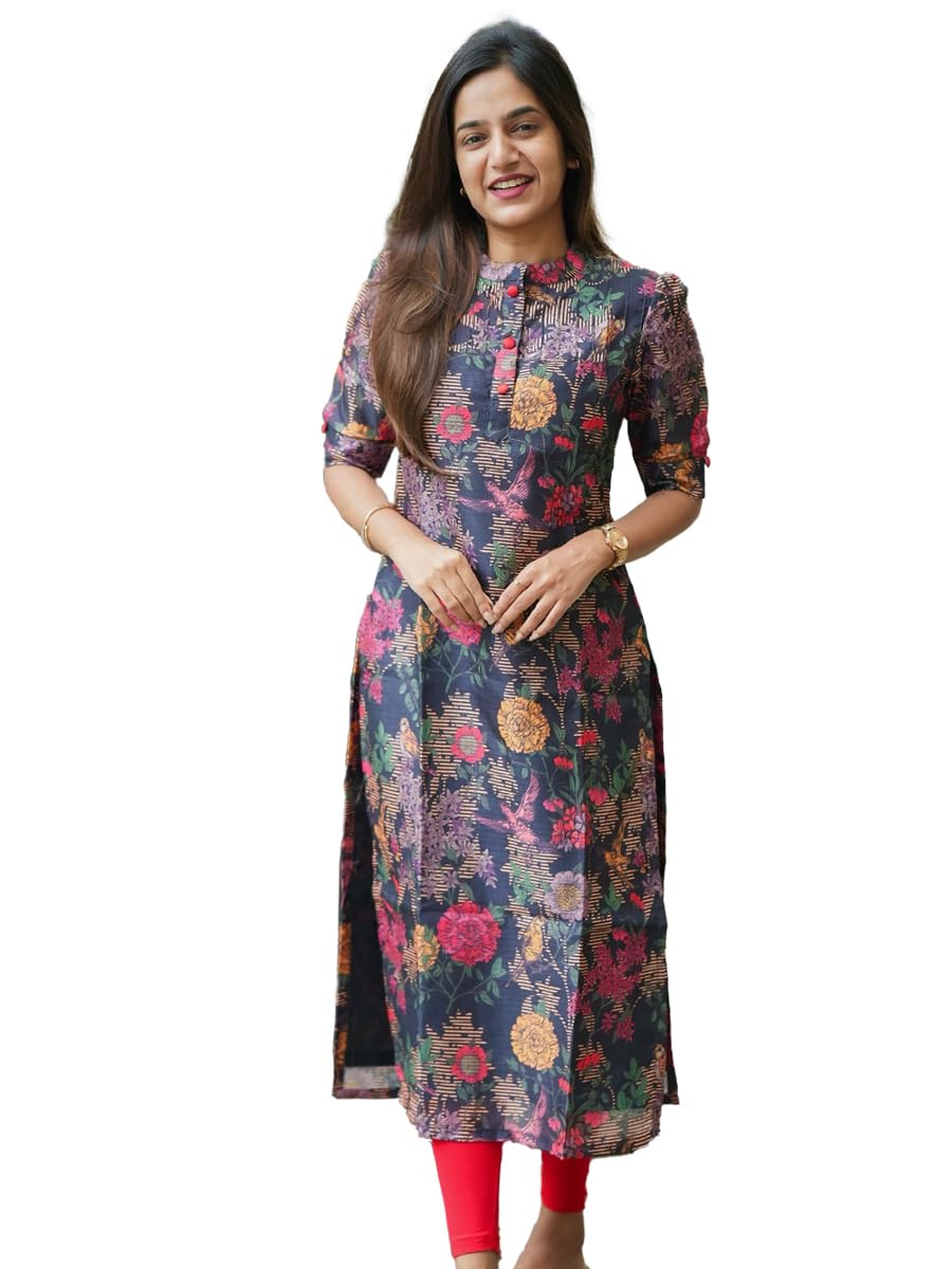 Sun Fashion And Lifestyle Women’s Chanderi Stitched Printed Kurta for Women