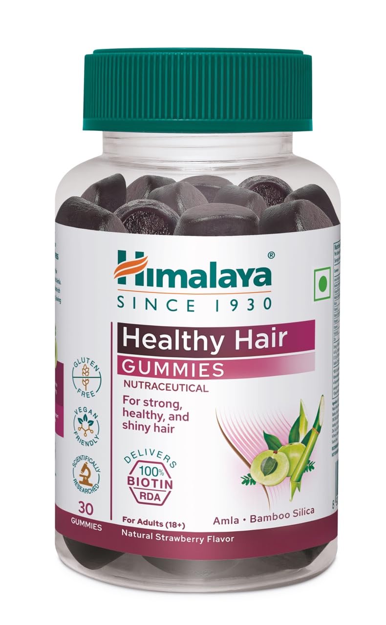Himalaya Hair Health Gummies | Pack of 30| For Strong, Healthy, Shiny Hair | 100% RDA Biotin |Gelatin-free, Fruit based Gummies | 100% Vegetarian