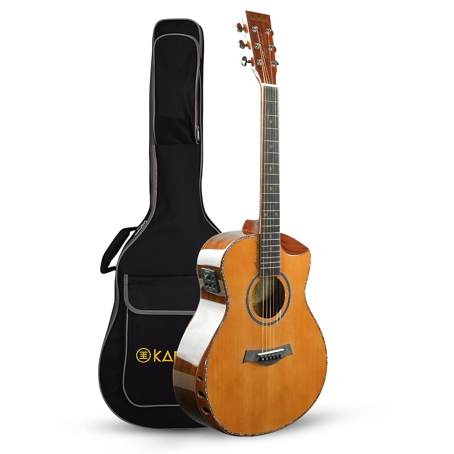 Kadence Slowhand Solid Cedar Wood Guitar (SH100) Premium Solid Wood Guitar with EQ, Heavy padded Bag and Handrest
