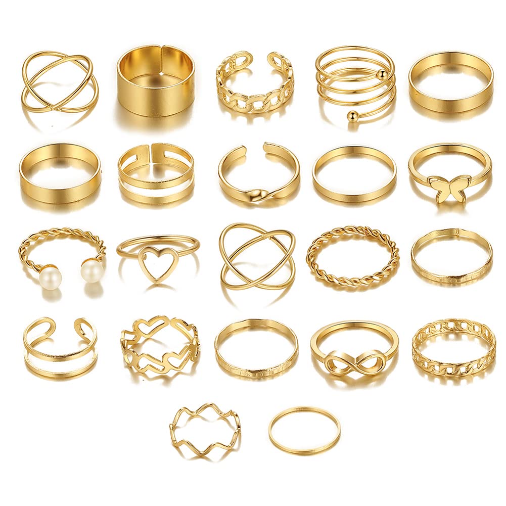 Shining Diva Fashion 22pcs Latest Stylish Stackable Kunckle Rings Set for Women and Girls Butterfly Heart Boho Gold and Silver Plated Rings Shining Diva Fashion 22pcs Latest Stylish Stackable Kunckle Rings Set for Women and Girls Butterfly Heart Boho Gold and Silver Plated Rings