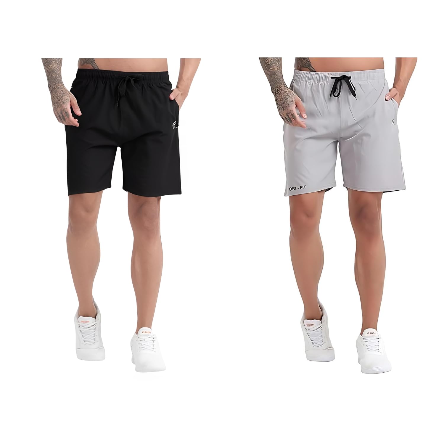 BLUE STAR SHARK Athletic Sports Shorts for Men with Zip Pockets and Elastic Waistband Quick Dry Lightweight Activewear Combo – Pack of 2 BLUE STAR SHARK Athletic Sports Shorts for Men with Zip Pockets and Elastic Waistband Quick Dry Lightweight Activewear Combo – Pack of 2