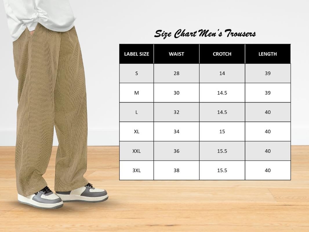 SMOWKLY Men’s Premium Cotton Blend Relaxed Fit Casual Trouser || Flexible Elastic Waist with Drawstring || Comfortable Pant for Sweatpant & Casual Wear