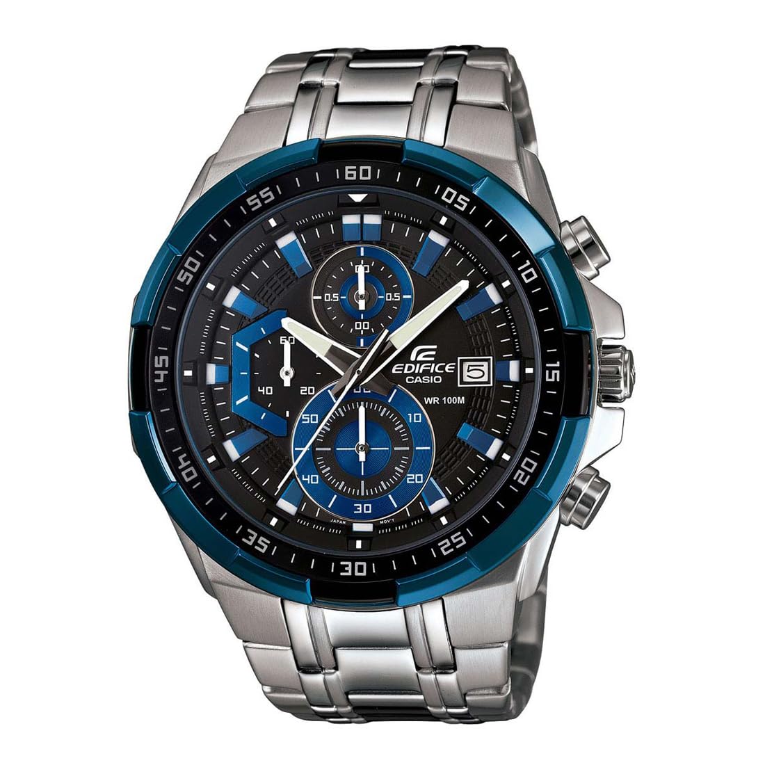 Casio Edifice EFR-539D-1A2VUDF Black Analog Dial Silver Stainless Steel Band Men’s Watch Chronograph 100M Water Resistant EX190