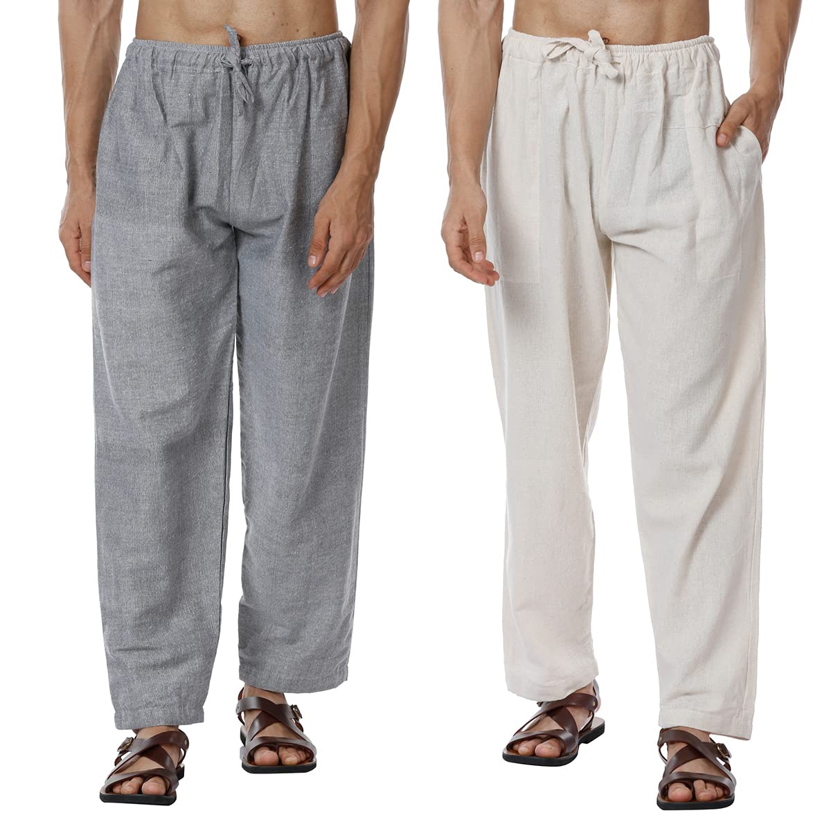Aatman One Size Men’s Eco-Friendly Cotton Pyjama Pack of 2 | Fits Waist Size 28 to 36 Inches