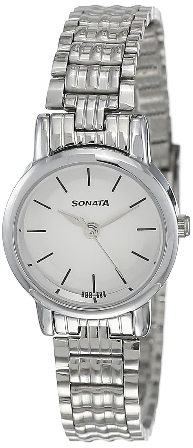Sonata Quartz Analog White Dial Silver Stainless Steel Strap Watch For Women – NT8976SM01W Sonata Quartz Analog White Dial Silver Stainless Steel Strap Watch For Women – NT8976SM01W