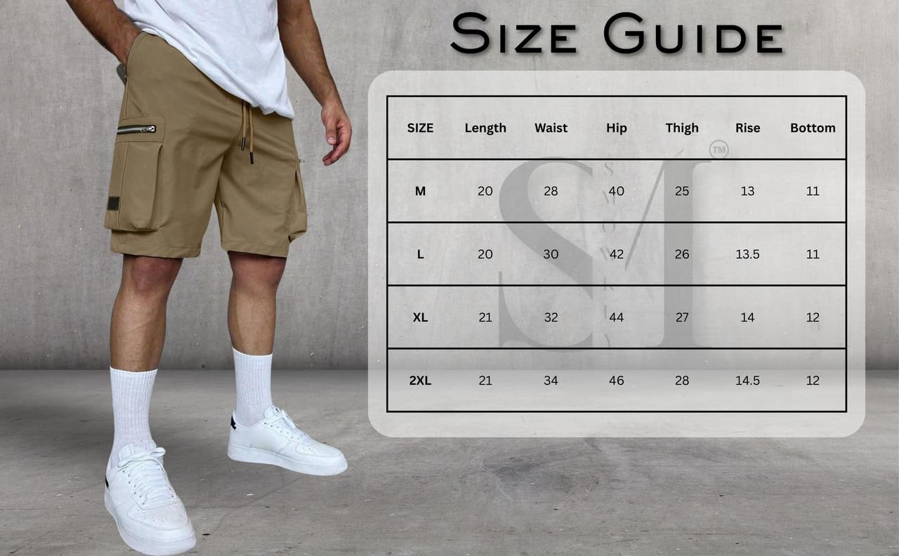 SMOWKLY Authentic Men’s Cotton Classic Cargo Shorts || Elastic Waist & 4 Pockets || Regular Fit Above Knee Length Chino Half Pant for Summer
