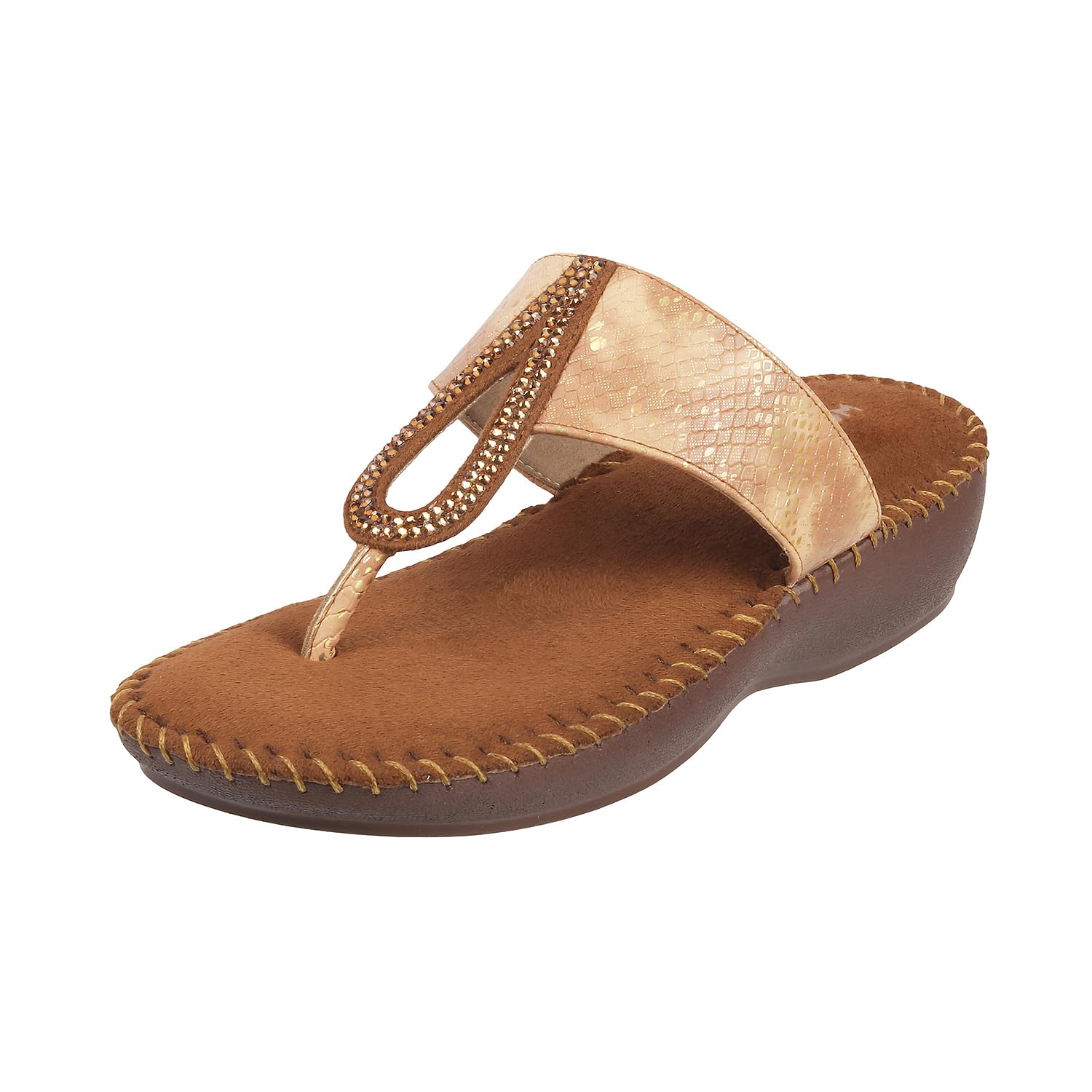 Mochi Women’s Embellished Faux Leather Slip-on Heel Fashion Sandals