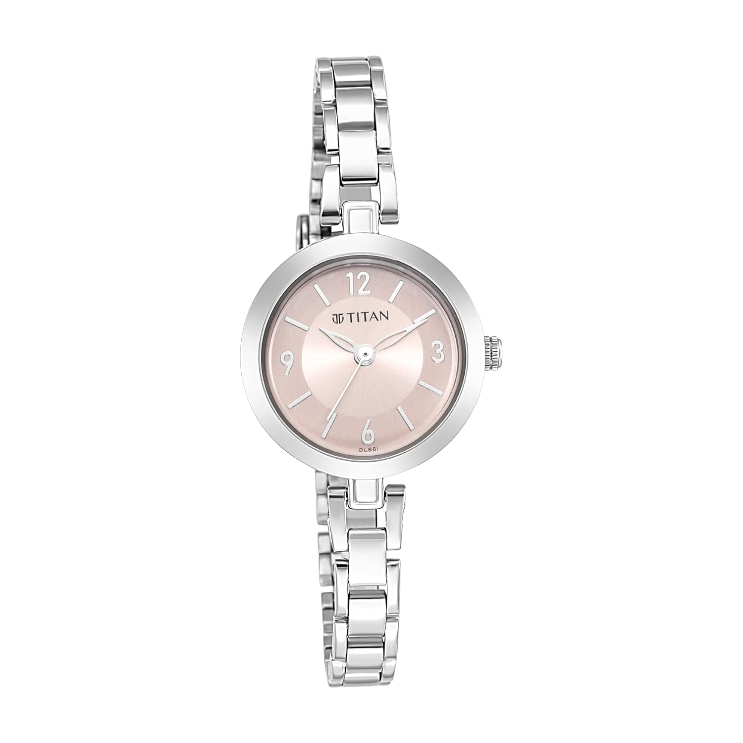 Titan Lagan Quartz Analog Pink Dial Silver Metal Strap Watch for Women – NT2598SM06