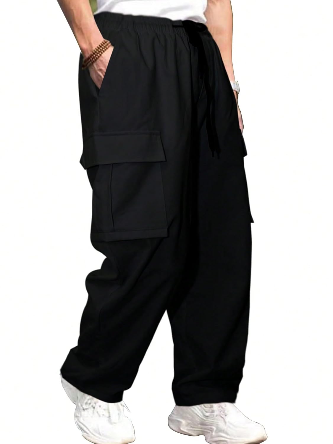 GRECIILOOKS Men’s Regular Fit Low Rise Polyester Cargos | Cargo Track Pant | Loose Fit | Regular Trouser (Available in Plus Size and Combo Pack of 2)