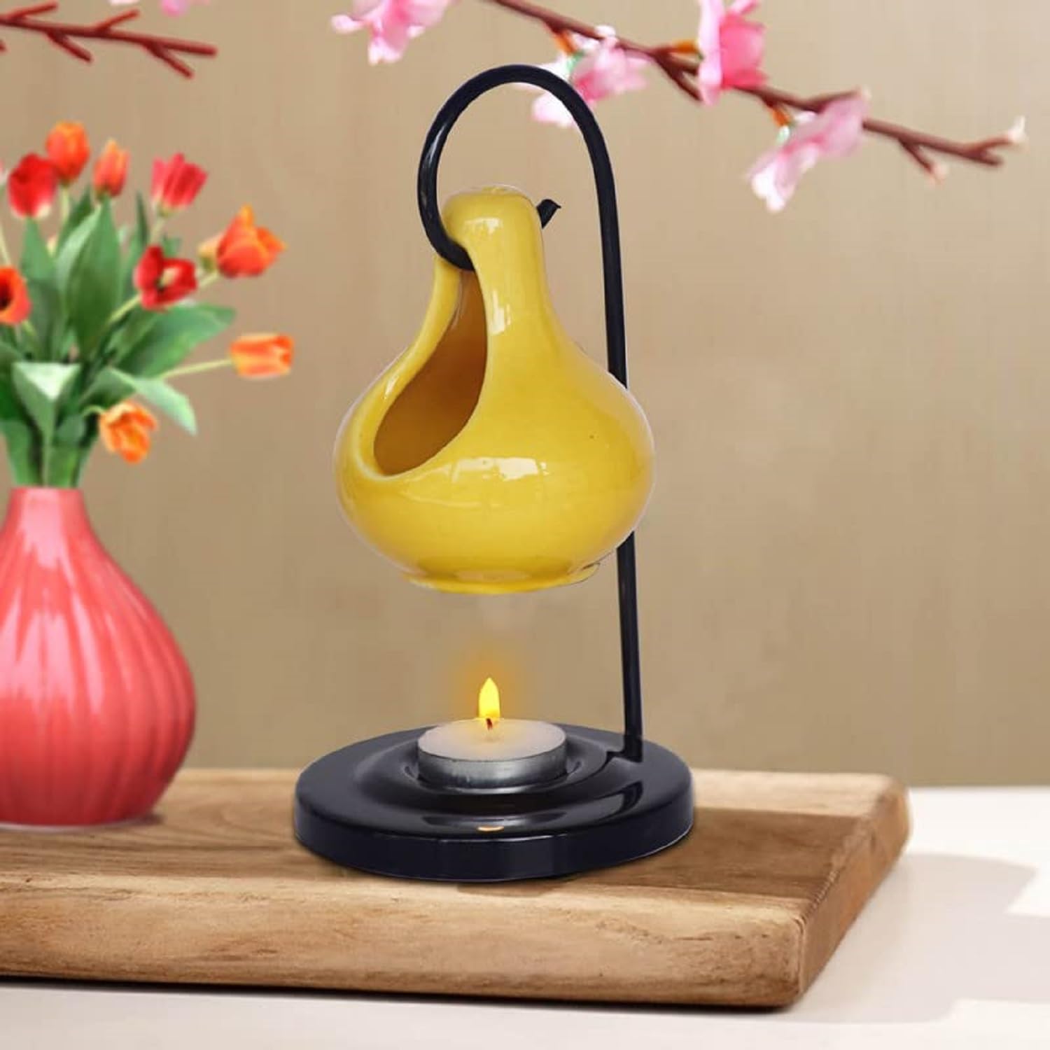 Pure Source India Ceramic Aroma Oil Diffuser Hanging Burner for Home Fragrance Decoration and Gifting, 4 x 8 Inch (Hanging – Yellow) Pure Source India Ceramic Aroma Oil Diffuser Hanging Burner for Home Fragrance Decoration and Gifting, 4 x 8 Inch (Hanging – Yellow)