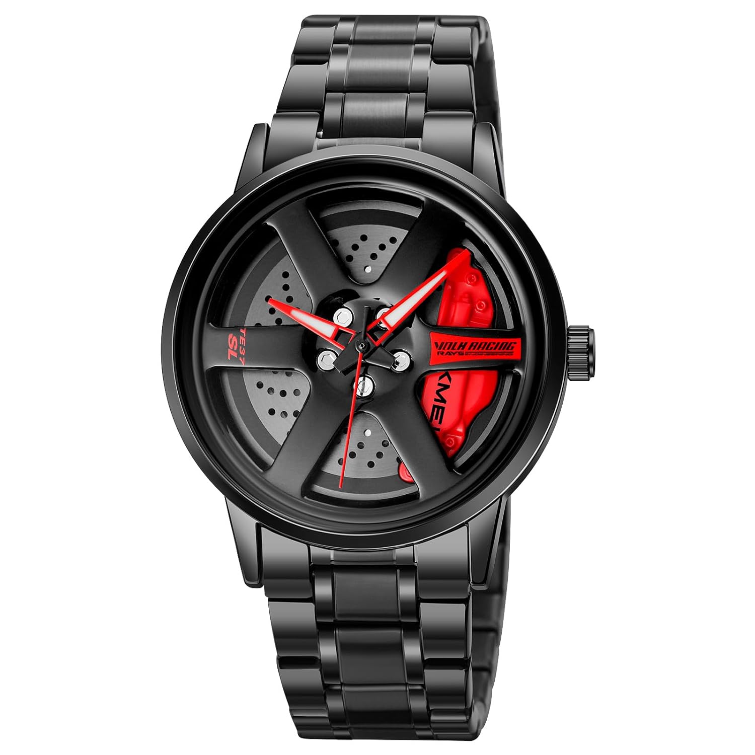 SKMEI Men’s Spinning Car Wheels Rolling Creative Fashion Watches for Men, Analog Watch Black Dial Zink Alloy Case Men’s Watch, Black Color Stainless Steel Band, Rolling Wheel Gift Wristwatch – 1787