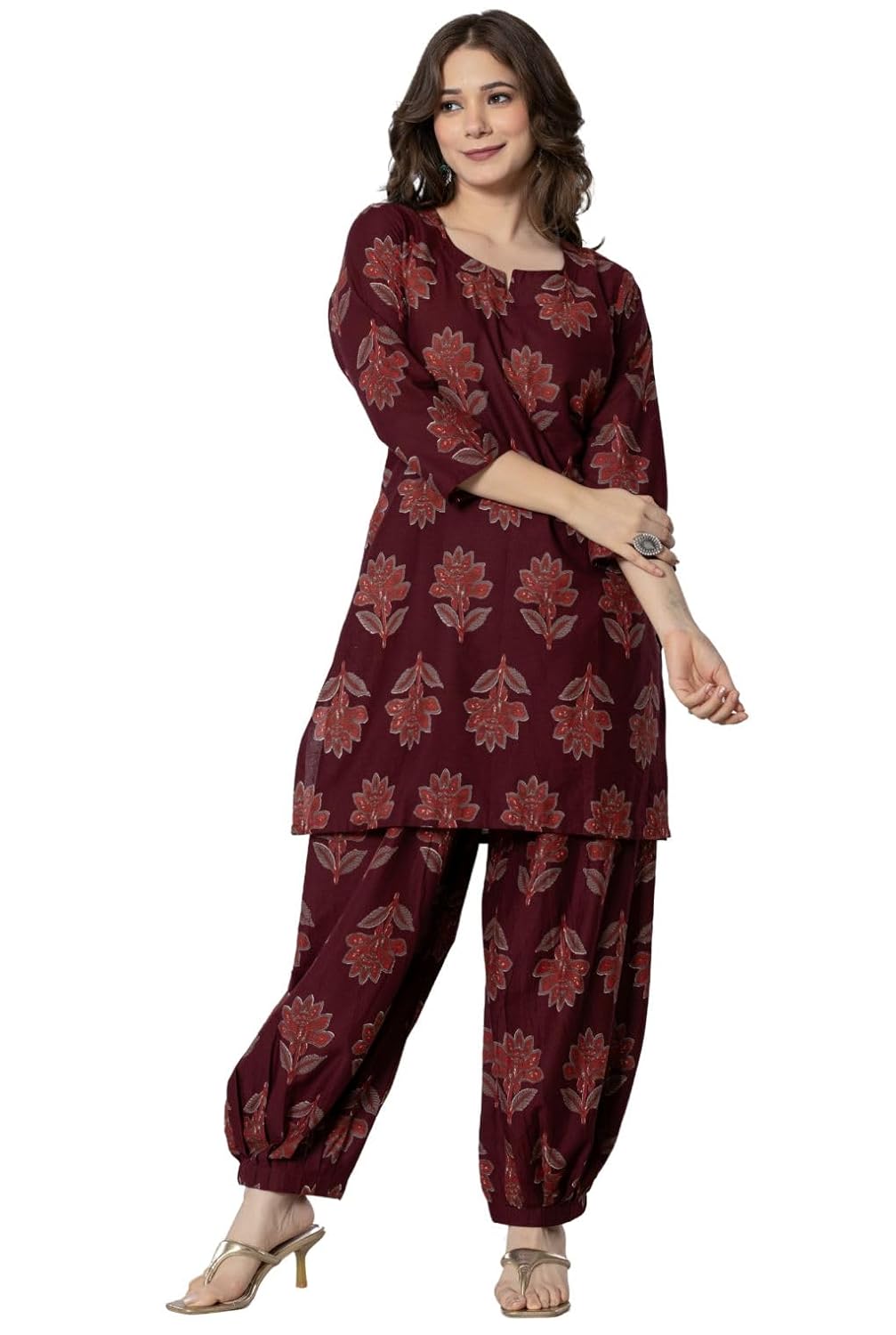 rytras Women’s Pure Cotton Printed Straight Kurta Set with Palazzo Pants – Ethnic Wear, Maroon rytras Women’s Pure Cotton Printed Straight Kurta Set with Palazzo Pants – Ethnic Wear, Maroon