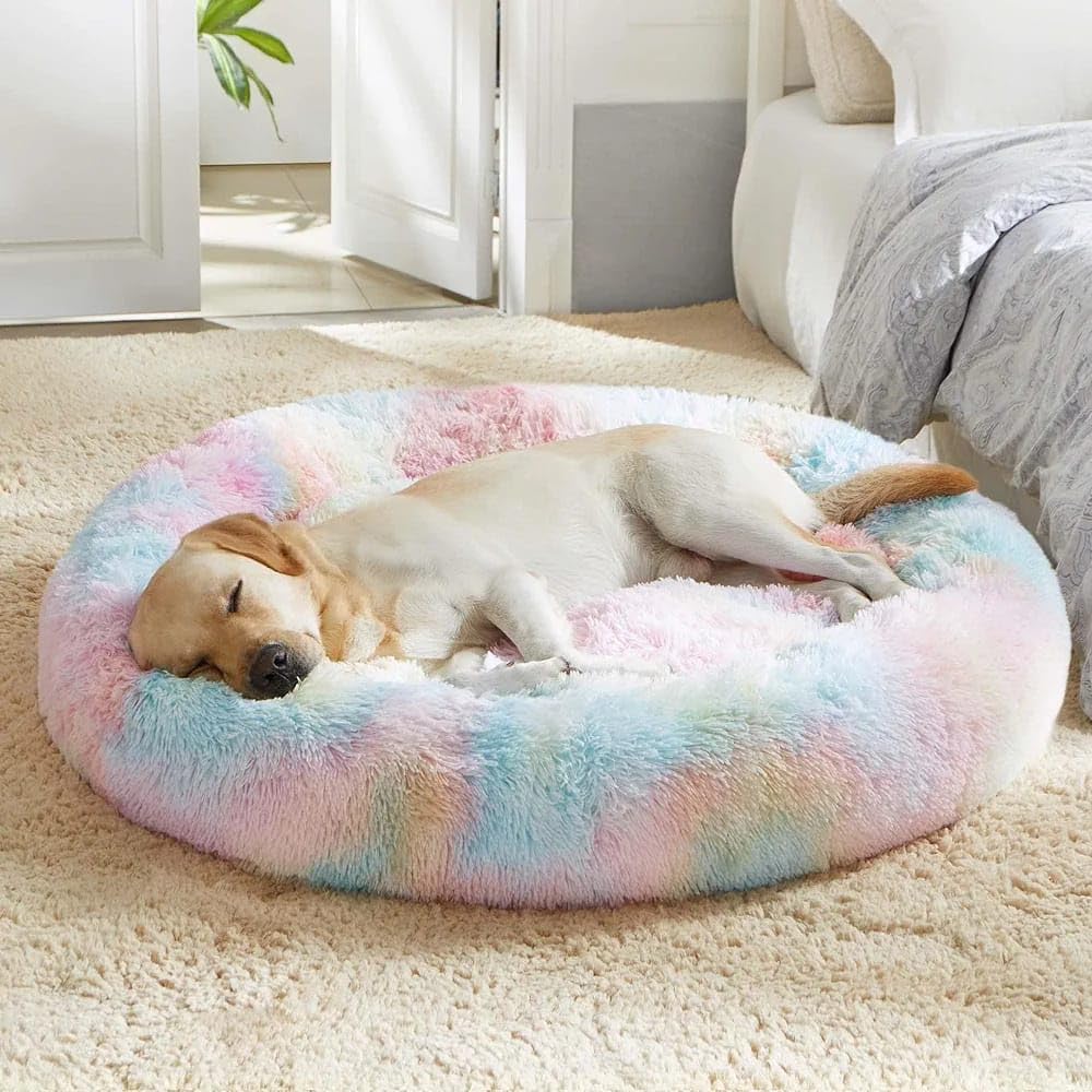 ZEXSAZONE Round Donut Pet Bed for Medium Dogs, Cats, Puppies, Labradors, Golden Retrievers – Microfiber Fleece Indoor Bed – Extra Large
