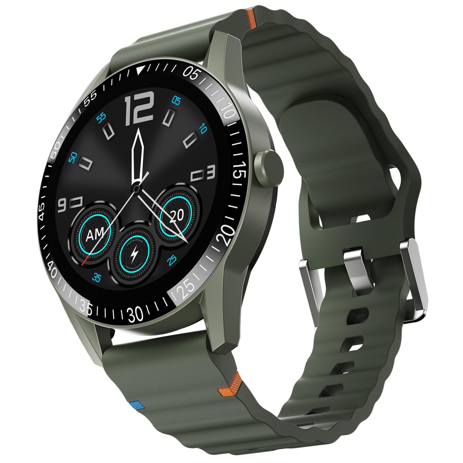Fire-Boltt Talk Bluetooth Calling Smartwatch, 1.39″ TFT Display with Dual Button, Hands On Voice Assistance, 120 Sports Modes, in Built Mic & Speaker (Talk, Green Wave)