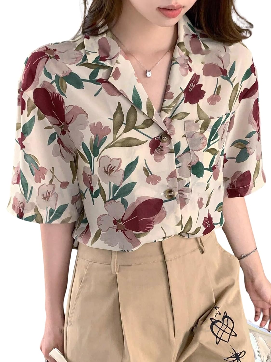 Leriya Fashion Women Crepe Oversized Shirt Korean Casual Short Sleeve Loose Fit Top | Summer Wear Leriya Fashion Women Crepe Oversized Shirt Korean Casual Short Sleeve Loose Fit Top | Summer Wear