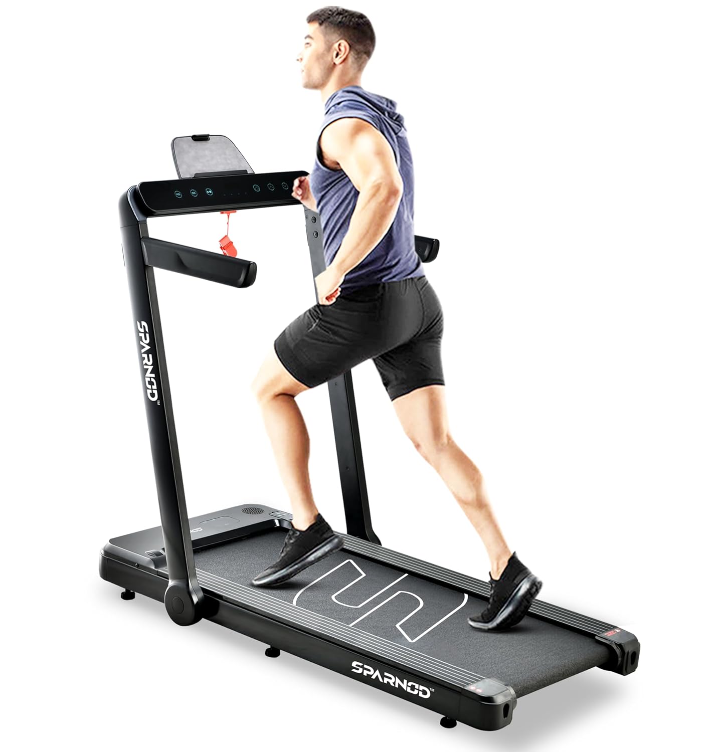 Sparnod Fitness STH-3060 Ultra Slim 2-in-1 Walking Pad Treadmill for Home Use Foldable Under Desk fits Under Bed/Sofa. No Installation Required, 4 HP Peak Motor, 110kg User Weight