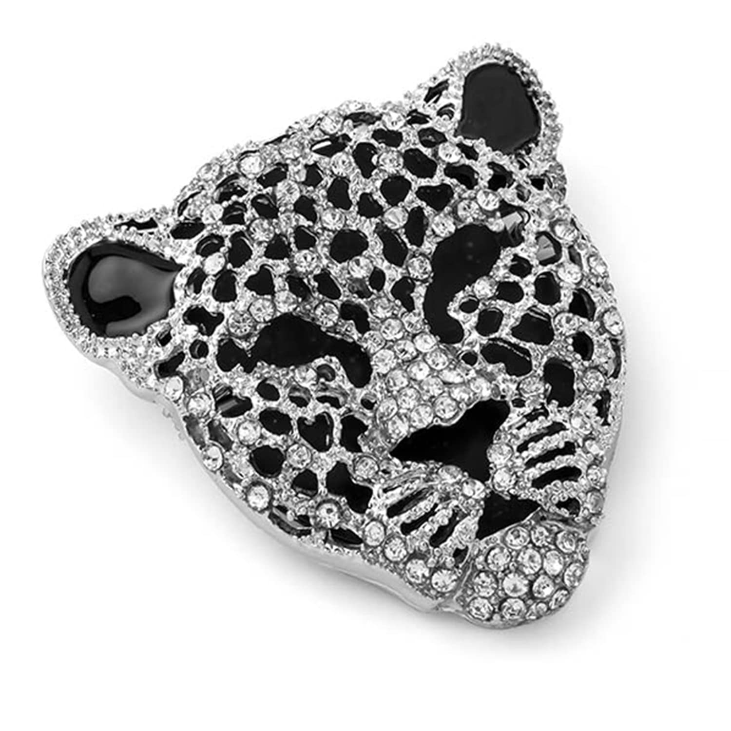 Mahi Lion Face-Shaped Crystal Stone Studded Brooch/Lapel Pin for Men (PABP1101080PR)