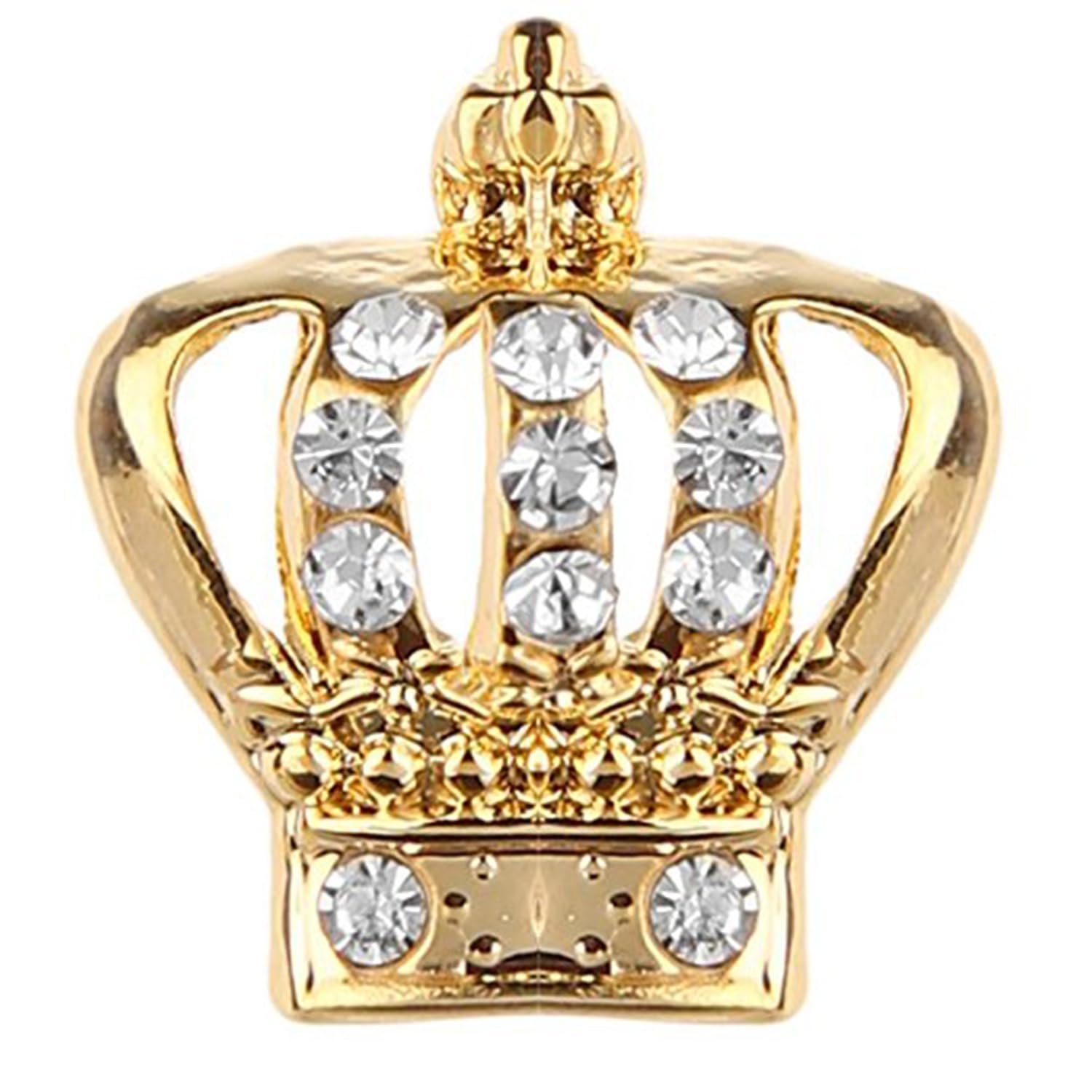Mahi Elegant Crystal Crown Brooch Suit Collar Accessories Brooch for Men (PABP1101044GPR)