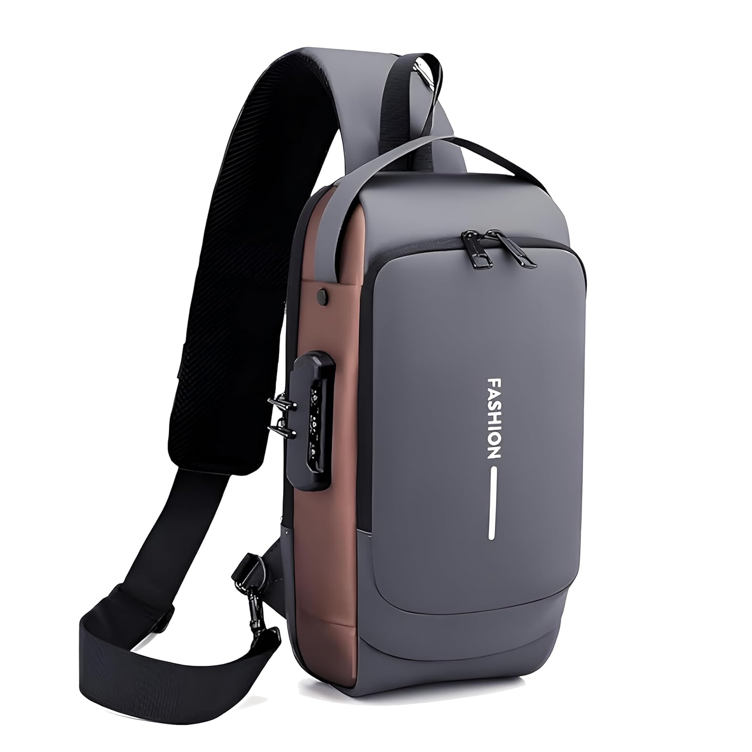 TS WITH TECHSUN Waterproof Polyester Slim Unisex Crossbody Sling Bag Chest Backpack Men’s Shoulder Bag, Leisure Travel Handbag, Hard Shell Anti-Theft Chest Bag