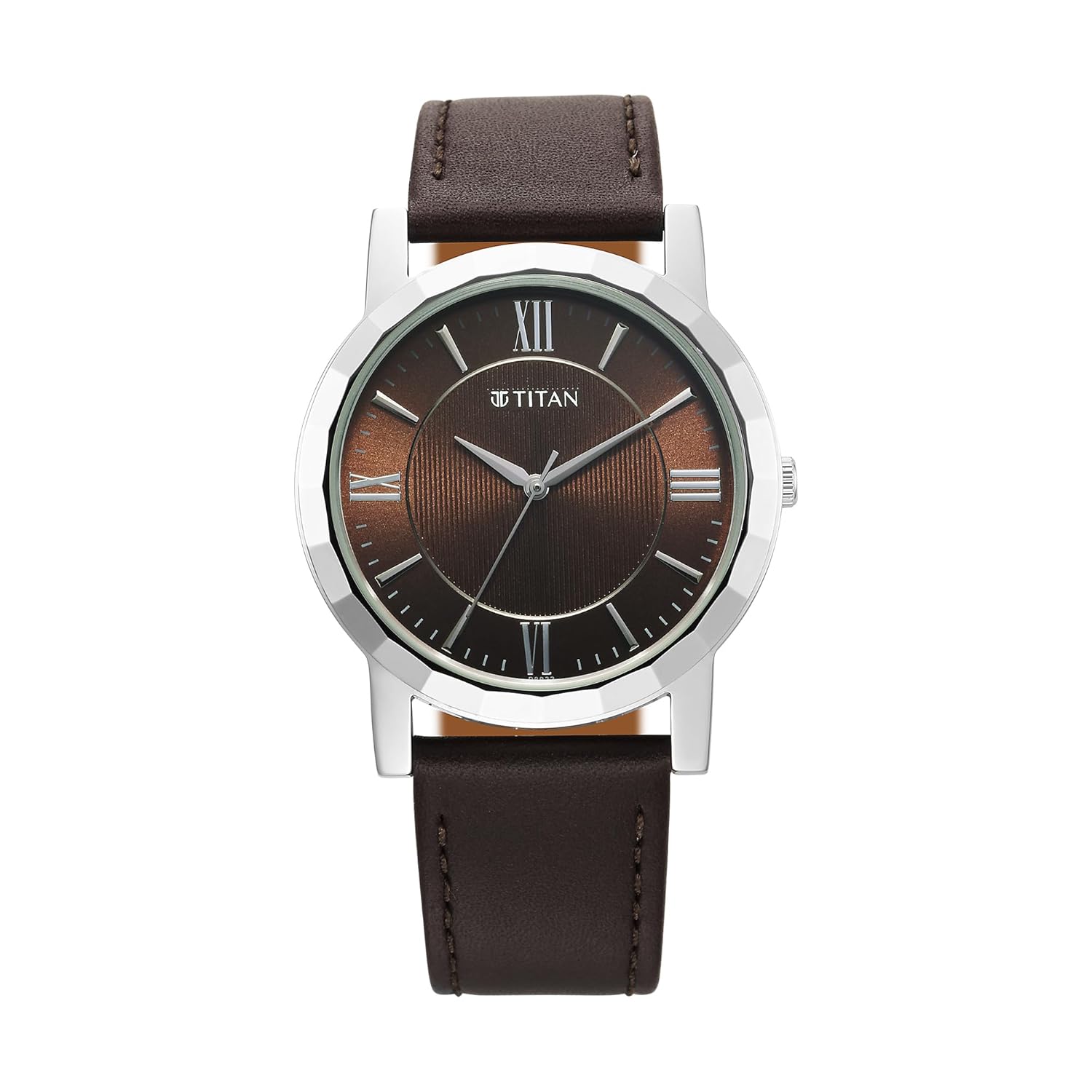 Titan Karishma Zing Quartz Analog Brown Dial Brown Leather Strap Watch for Men – 1644SL01